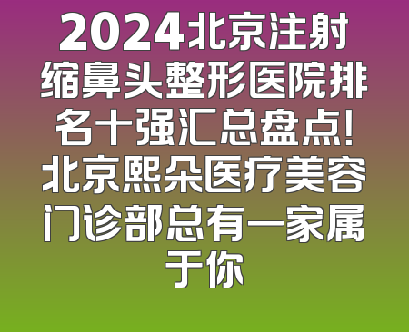 2024北京注射缩鼻头整形医院排名十强汇总盘点！北京熙朵医疗美容门诊部总有一家属于你