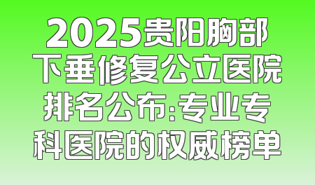 2025贵阳胸部下垂修复公立医院排名公布：专业专科医院的权威榜单