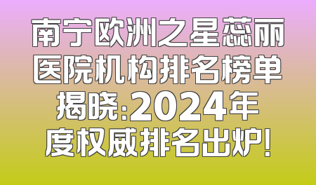 南宁欧洲之星蕊丽医院机构排名榜单揭晓：2024年度权威排名出炉！