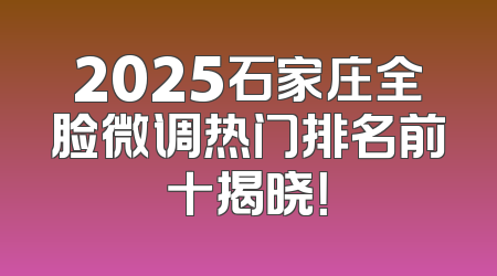 2025石家庄全脸微调热门排名前十揭晓！