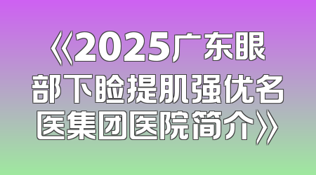 《2025广东眼部下睑提肌强优名医集团医院简介》