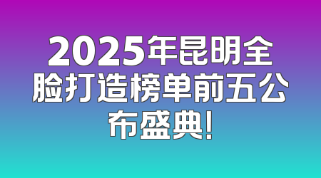 2025年昆明全脸打造榜单前五公布盛典！