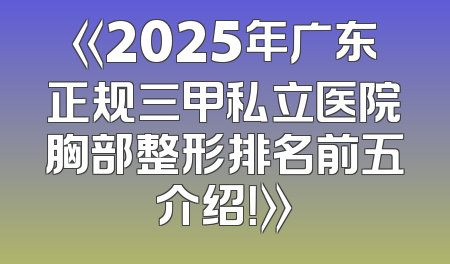 《2025年广东正规三甲私立医院胸部整形排名前五介绍！》