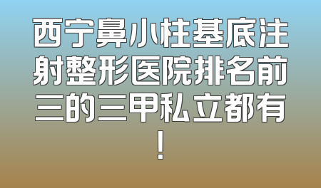 西宁鼻小柱基底注射整形医院排名前三的三甲私立都有！