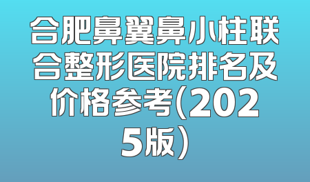 合肥鼻翼鼻小柱联合整形医院排名及价格参考（2025版）