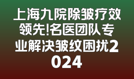 上海九院除皱疗效领先！名医团队专业解决皱纹困扰2024