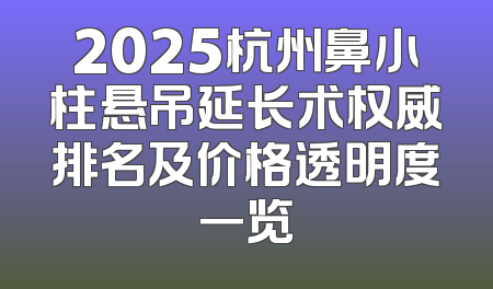 2025杭州鼻小柱悬吊延长术权威排名及价格透明度一览