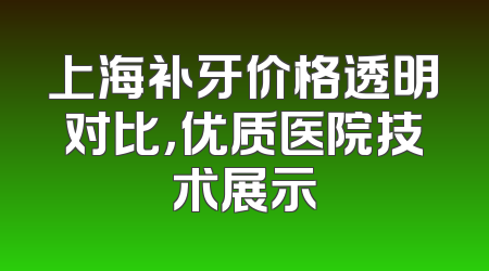 上海补牙价格透明对比，优质医院技术展示