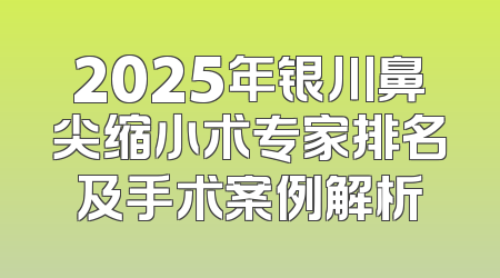2025年银川鼻尖缩小术专家排名及手术案例解析