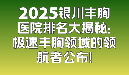 2025银川丰胸医院排名大揭秘：极速丰胸领域的领航者公布！