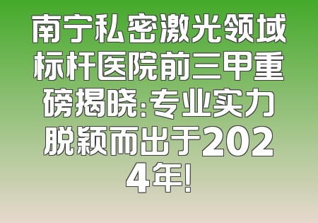南宁私密激光领域标杆医院前三甲重磅揭晓：专业实力脱颖而出于2024年！