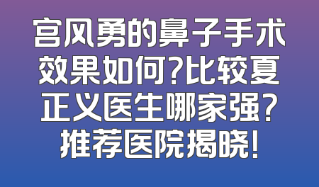 宫风勇的鼻子手术效果如何？比较夏正义医生哪家强？推荐医院揭晓！