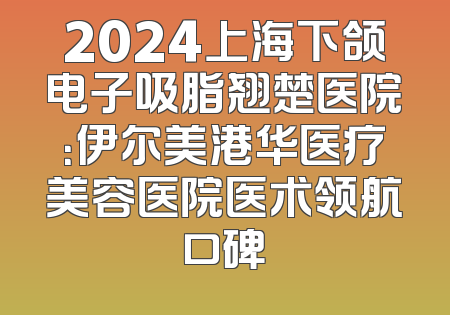 2024上海下颌电子吸脂翘楚医院：伊尔美港华医疗美容医院医术领航口碑