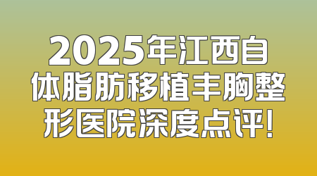 2025年江西自体脂肪移植丰胸整形医院深度点评！