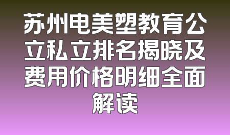 苏州电美塑教育公立私立排名揭晓及费用价格明细全面解读