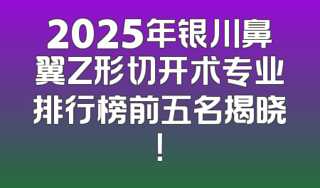 2025年银川鼻翼Z形切开术专业排行榜前五名揭晓！