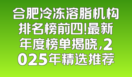 合肥冷冻溶脂机构排名榜前四！最新年度榜单揭晓，2025年精选推荐