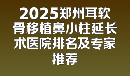 2025郑州耳软骨移植鼻小柱延长术医院排名及专家推荐