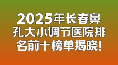 2025年长春鼻孔大小调节医院排名前十榜单揭晓！