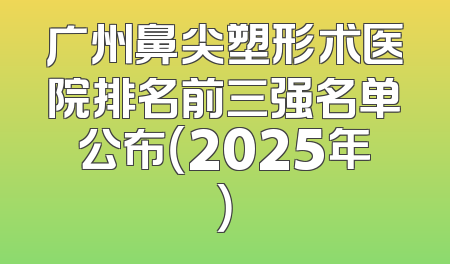 广州鼻尖塑形术医院排名前三强名单公布（2025年）