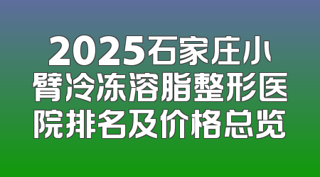 2025石家庄小臂冷冻溶脂整形医院排名及价格总览