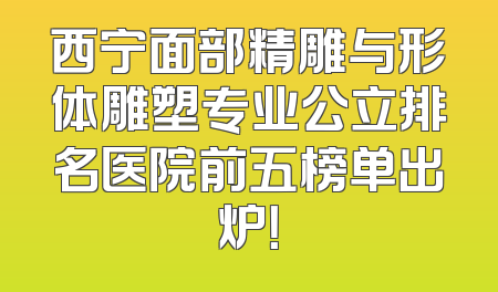 西宁面部精雕与形体雕塑专业公立排名医院前五榜单出炉！
