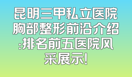 昆明三甲私立医院胸部整形前沿介绍：排名前五医院风采展示！
