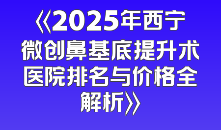 《2025年西宁微创鼻基底提升术医院排名与价格全解析》
