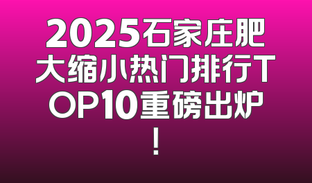 2025石家庄肥大缩小热门排行TOP10重磅出炉！