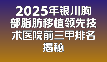 2025年银川胸部脂肪移植领先技术医院前三甲排名揭秘
