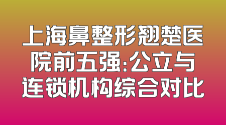 上海鼻整形翘楚医院前五强：公立与连锁机构综合对比
