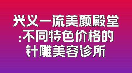 兴义一流美颜殿堂：不同特色价格的针雕美容诊所