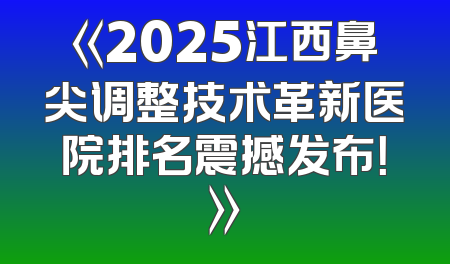《2025江西鼻尖调整技术革新医院排名震撼发布！》