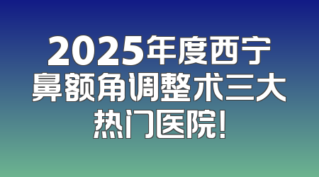 2025年度西宁鼻额角调整术三大热门医院！