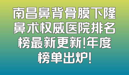 南昌鼻背骨膜下隆鼻术权威医院排名榜最新更新！年度榜单出炉！