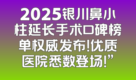 2025银川鼻小柱延长手术口碑榜单权威发布！优质医院悉数登场！”