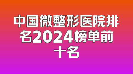 中国微整形医院排名2024榜单前十名