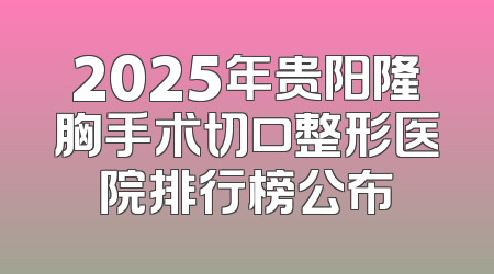 2025年贵阳隆胸手术切口整形医院排行榜公布