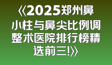 《2025郑州鼻小柱与鼻尖比例调整术医院排行榜精选前三！》