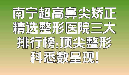 南宁超高鼻尖矫正精选整形医院三大排行榜：顶尖整形科悉数呈现！