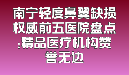 南宁轻度鼻翼缺损权威前五医院盘点：精品医疗机构赞誉无边