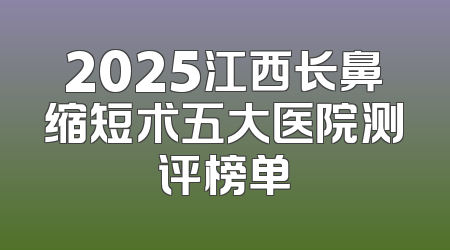 2025江西长鼻缩短术五大医院测评榜单