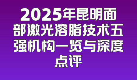 2025年昆明面部激光溶脂技术五强机构一览与深度点评