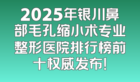 2025年银川鼻部毛孔缩小术专业整形医院排行榜前十权威发布！