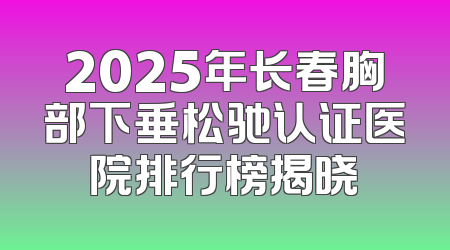 2025年长春胸部下垂松驰认证医院排行榜揭晓