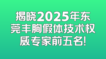 揭晓2025年东莞丰胸假体技术权威专家前五名！