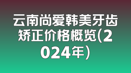 云南尚爱韩美牙齿矫正价格概览（2024年）