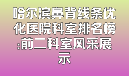 哈尔滨鼻背线条优化医院科室排名榜：前二科室风采展示