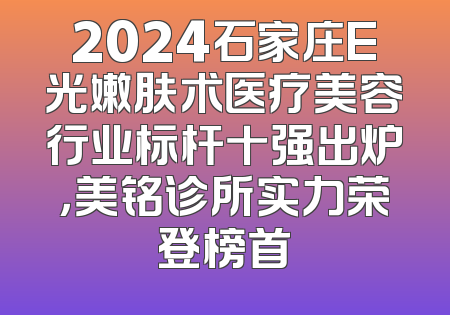 2024石家庄E光嫩肤术医疗美容行业标杆十强出炉，美铭诊所实力荣登榜首