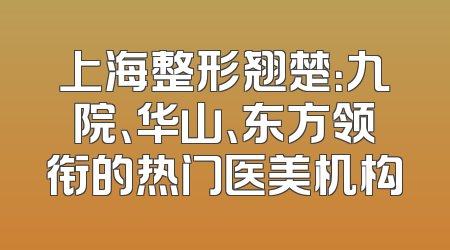 上海整形翘楚：九院、华山、东方领衔的热门医美机构